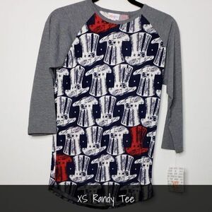 LuLaRoe Americana Randy XS Top Hats NEW